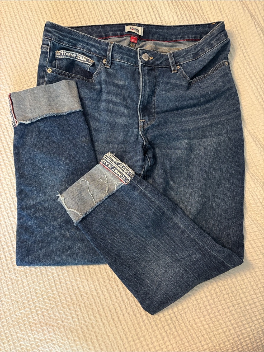 Tommy Hilfiger Dark Blue Jeans with Cuffed Hem Detail